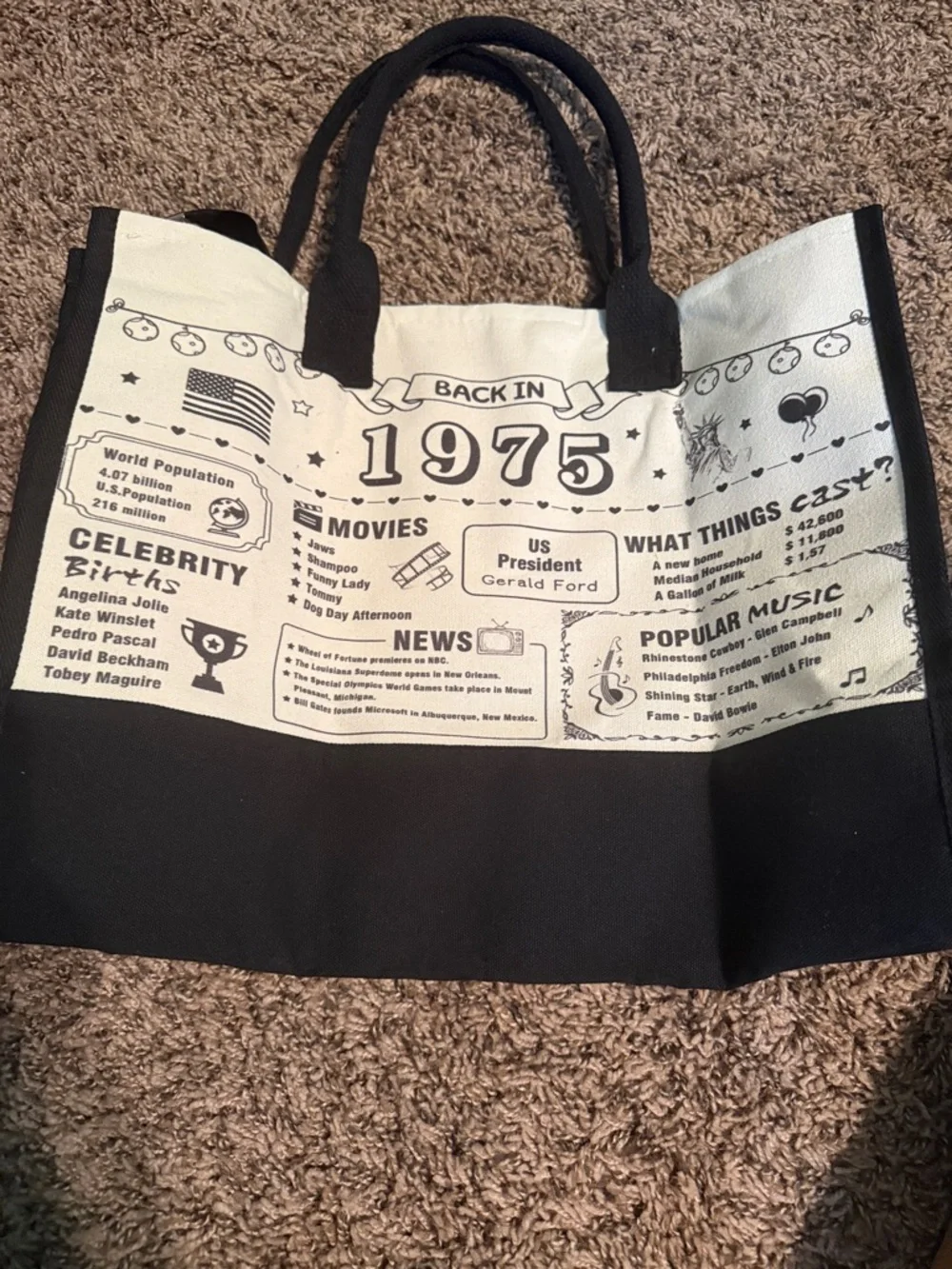 N°50 EST.1975 Canvas Tote & Pouch Set - Black & Cream